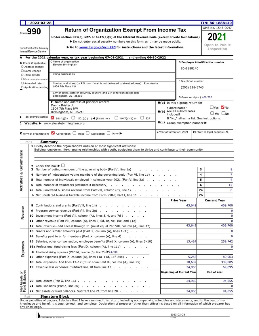 2022 2022 Form 990 cover