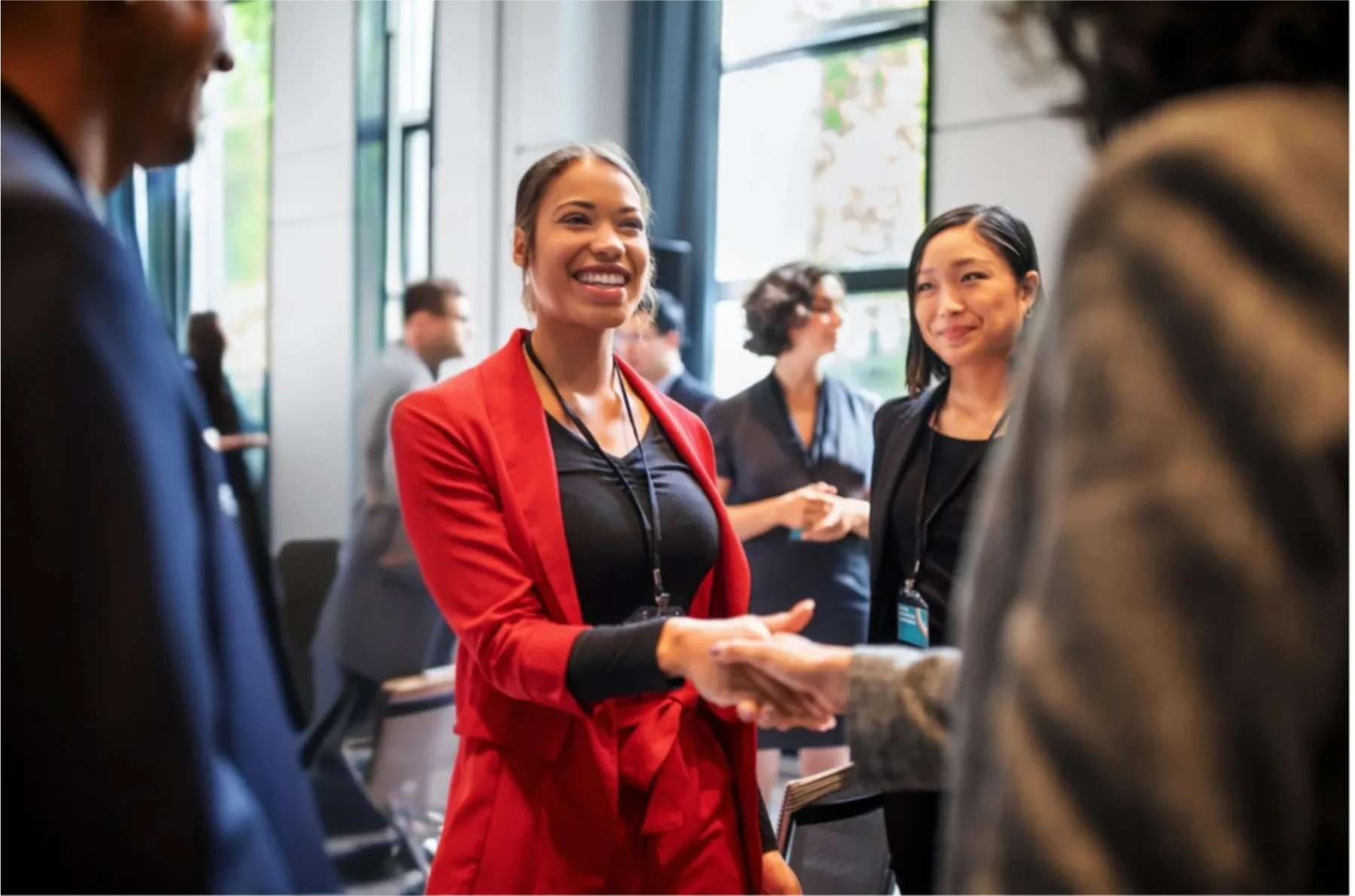 Students networking at a career event